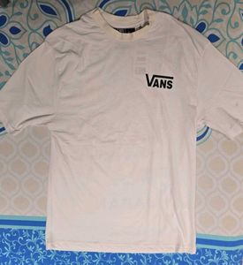 Vans White Logo Oversized T-Shirt Size L