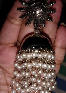 Oxidised Elegance Pearl Jhumkas