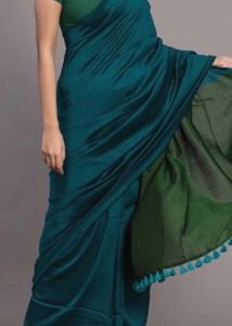New Teal Green Saree with running Blouse