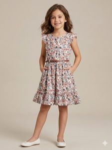 Charming Floral Printed frock with Belt