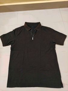 Men's Dark Grey Zip Polo Shirt
