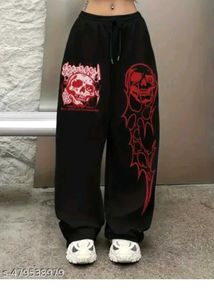 Goth Skull Print Jogger Pants