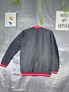 Black Bomber Jacket with Red Accents