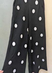 Black Polka Dot Wide Leg Pants