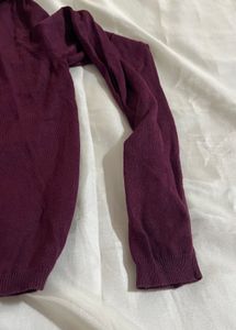 Plum Long Sleeve Top with Rose Detail