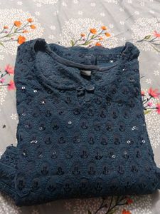 Embroidered  Kurta dark grey