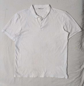 ZARA Classic White Polo T-Shirt