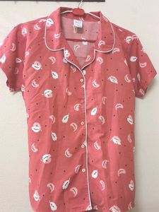 Coral Leaf Print Pajama Pants