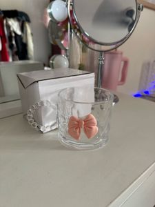 Cute Glass Cup with Pink Bow