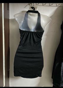 Sparkling Black Halter Neck Dress