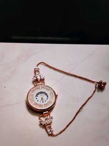 Elegant Rose Gold Watch with Crystal Accents