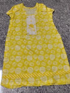 New Yellow Printed Kurta Set with Dupatta
