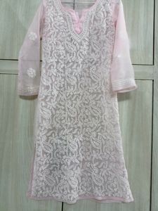 Premium Baby Pink Chikankari Kurti