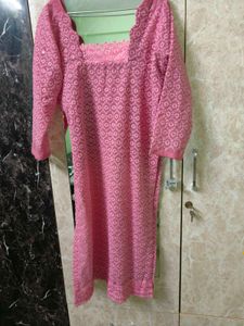 Elegant Pink Chikankari Kurta Set