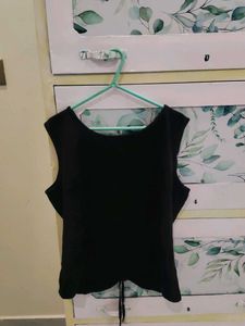 Sleek Black Lace-Up Sleeveless Top