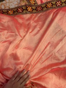 Elegant Embroidered Peach Saree