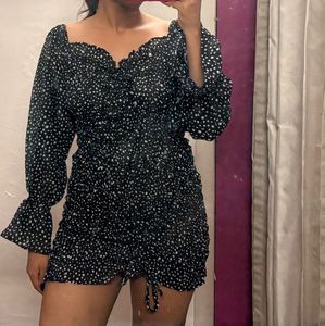 Chic Off-Shoulder Polka Dot Dress