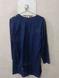 Blue Floral Print Long Sleeve Tunic