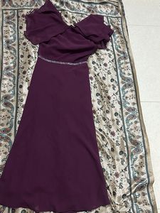 Elegant Plum Gown with Embellished Waist