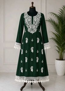 Embroidered Green Kurta