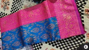 Silk Blend Saree - Blue &amp; Pink