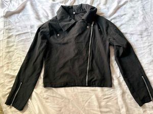 imported Chic Black Asymmetrical Zip Jacket xxs