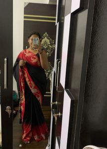 Black Floral Silk Saree🖤🌺