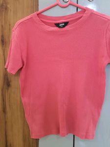 MAX Pink Coral Ribbed Cropped Top