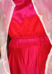 Elegant Pink Organza Kurta Set with Ruffle Detail
