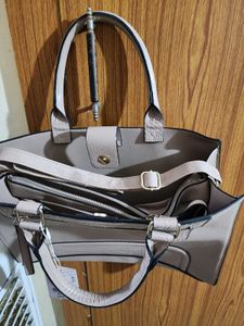 Stylish Taupe Faux Croc Trim Tote Bag(U.K)
