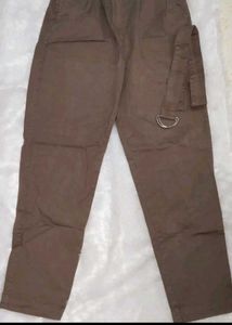 Brown Belted Casual Pants