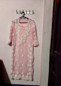 Pink Floral Embroidered Tunic