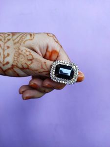 Black Stone Ring Beautifully Designed With Diamonds *PARCEL OPENING VIDEO IS MUST*