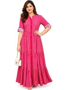 Chic Pink Tiered Maxi Dress