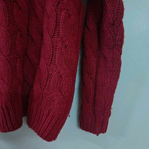 Maroon Cable Knit Sweater