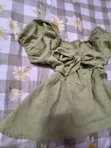 Cute Green Puff Sleeve Dress