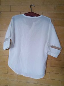 Chic White Mesh Sleeve Top