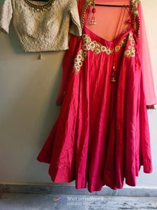 Tarunis Pink Dual Shaded Crop Top Lehenga Dupatta
