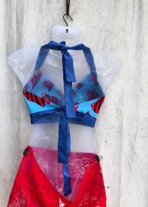 I. Cute Fish Print Halter Bikini Top