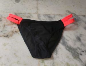 Black Bikini Bottom with Coral Accents