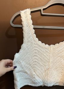 White Crochet Cropped Top