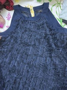 Elegant Navy Feather top