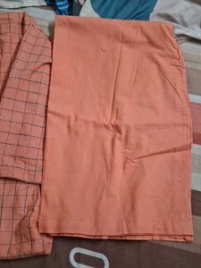 Stylish Peach Checkered Kurta Set