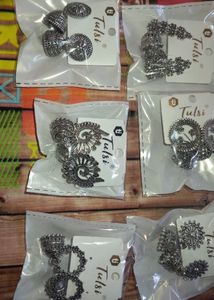 COMBO OF 6- Tulsi Silver Jhumka Earrings