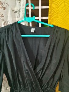 Chic Emerald Green Wrap Top