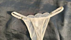 Sheer Lace Trim Thong Briefs