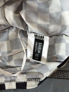 Checkered One Shoulder Crop Top