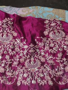 Elegant wine Embroidered Saree