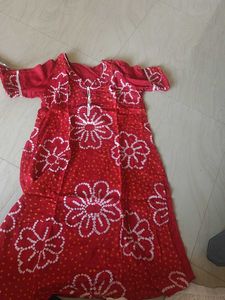 Red Bandhani Print Kurta