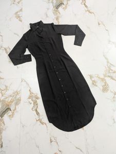 Classic Black Collared Shirt Dress